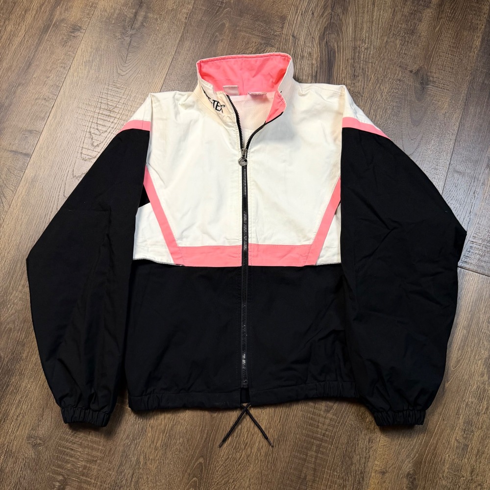 Vintage 90s ASICS Gore-Tex Womens L Black Pink Colorblock Windbreaker Jacket